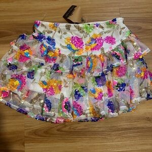 Main Strip Multicolor Sequin Skater Skirt